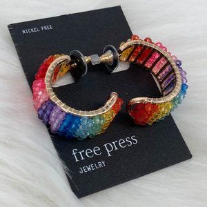 FREE PRESS - OS - NWT Rainbow Bead Huggie Earrings